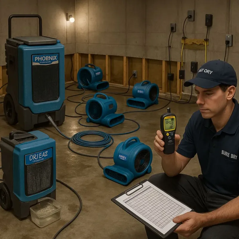 Structural Drying and Dehumidification process in Shorewood-Tower Hills-Harbert, MI